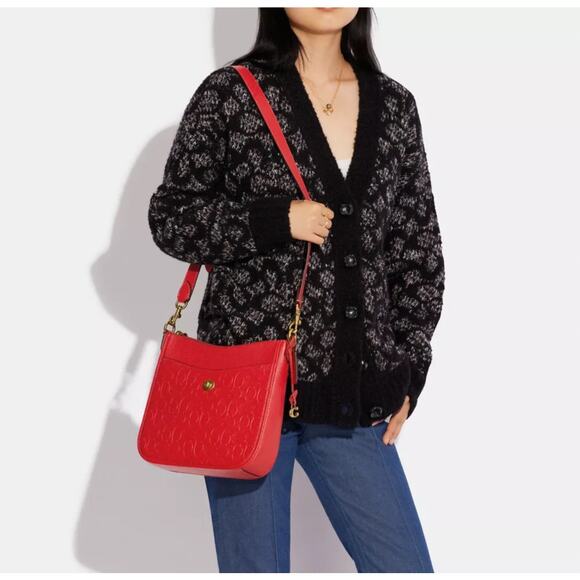 Coach Chaise Crossbody Bag Signature Leather RED NWT - Picture 2 of 7